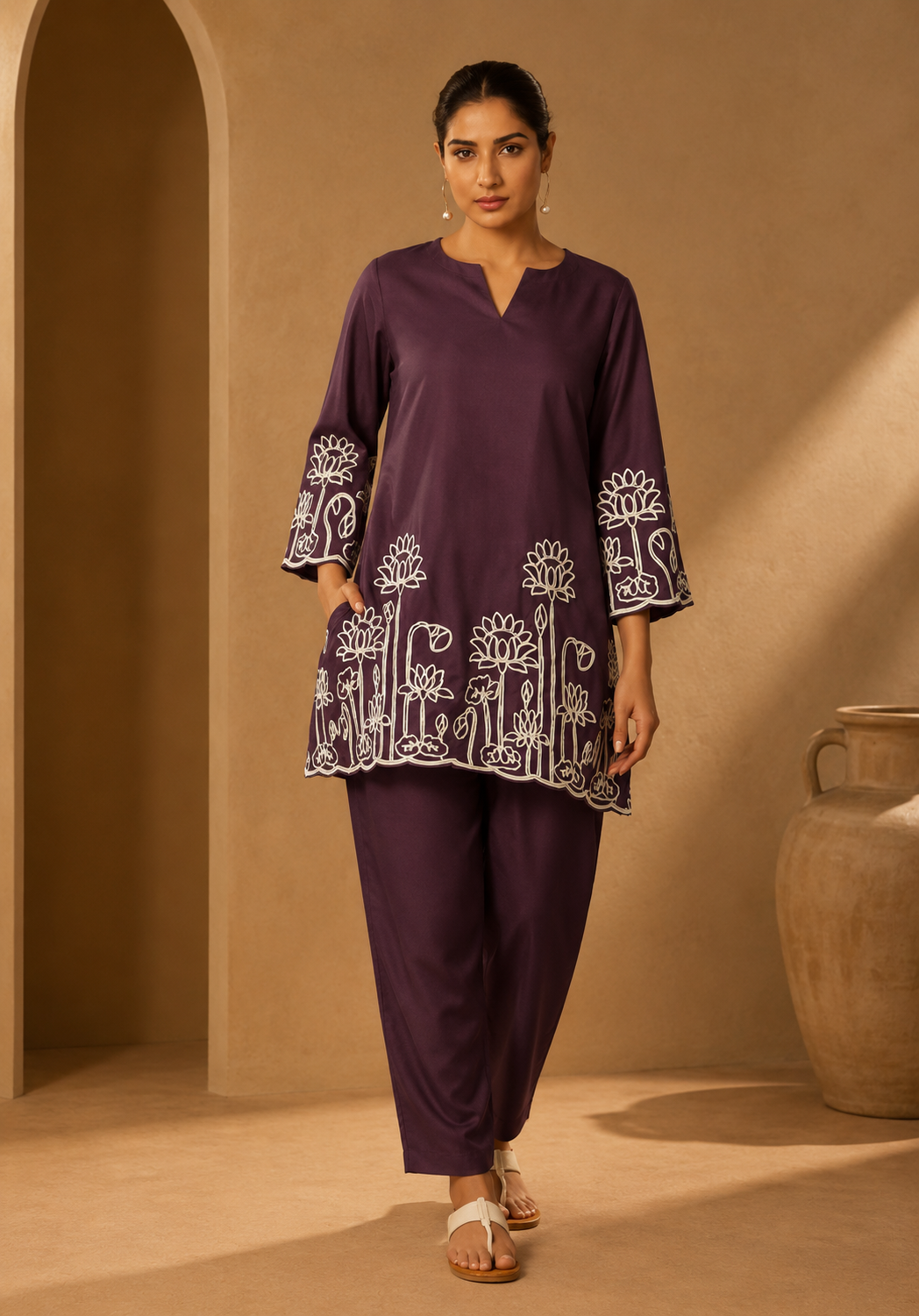 Plum Purple Printed Co-Ord Set