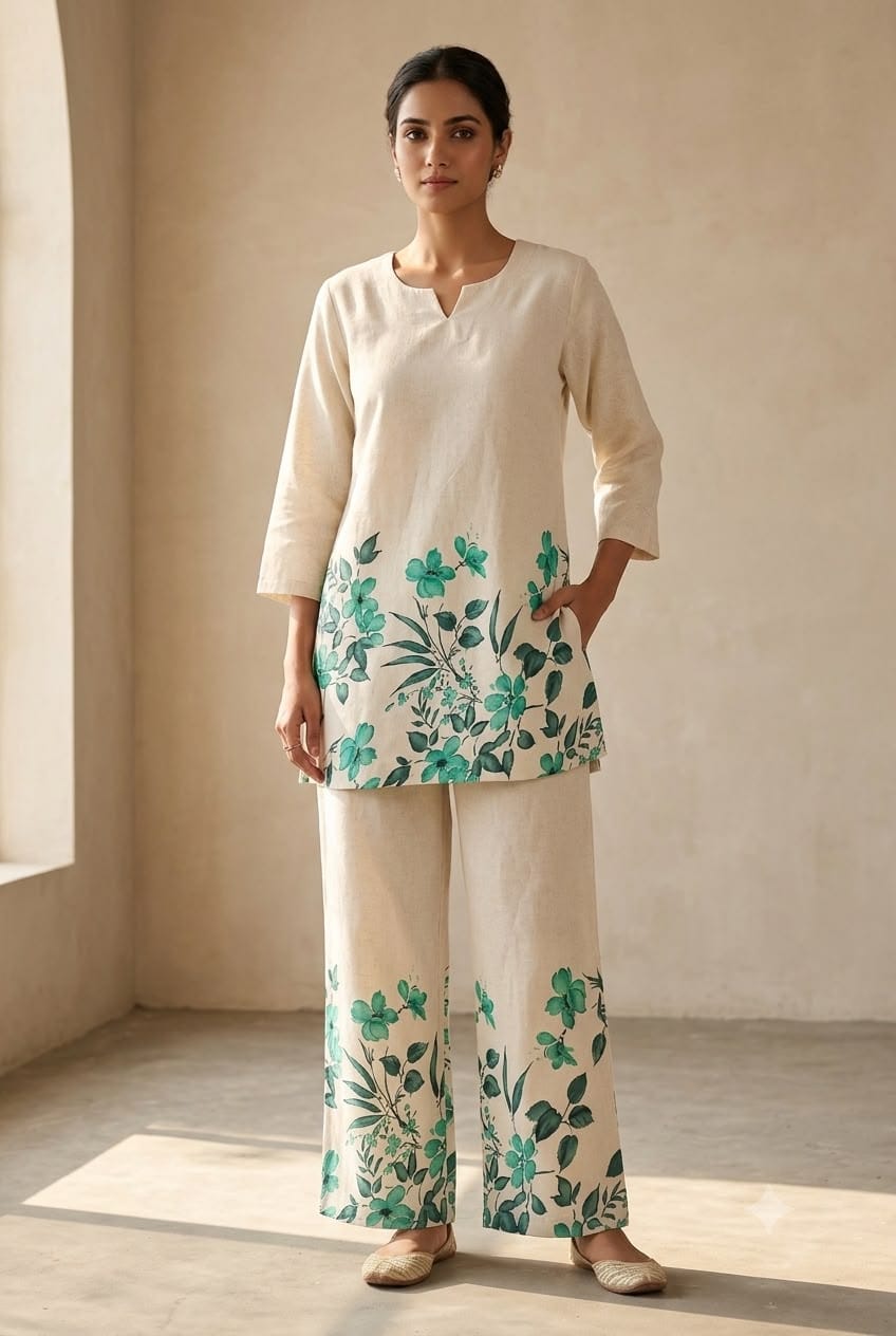 Floral Printed Cotton Co-Ord Set