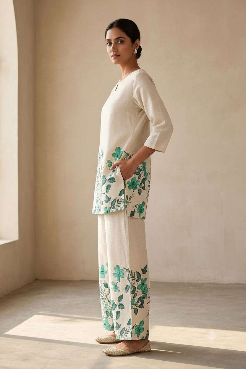 Floral Printed Cotton Co-Ord Set