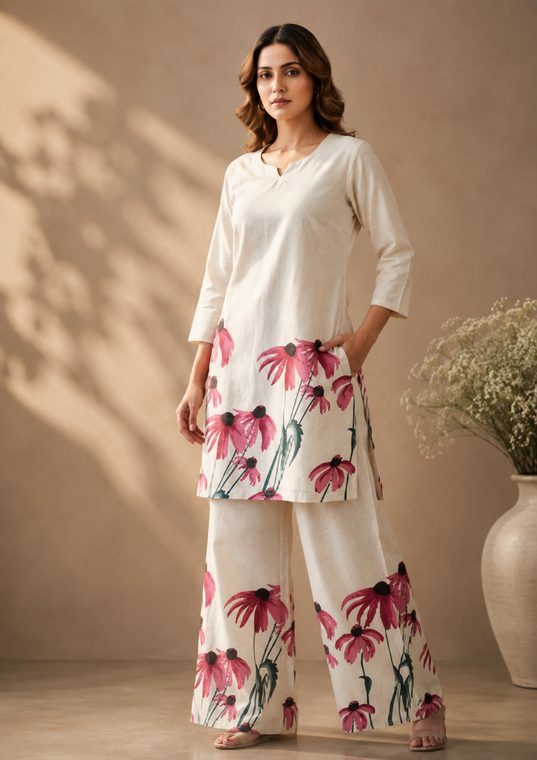 White Floral Printed Co-Ord Set