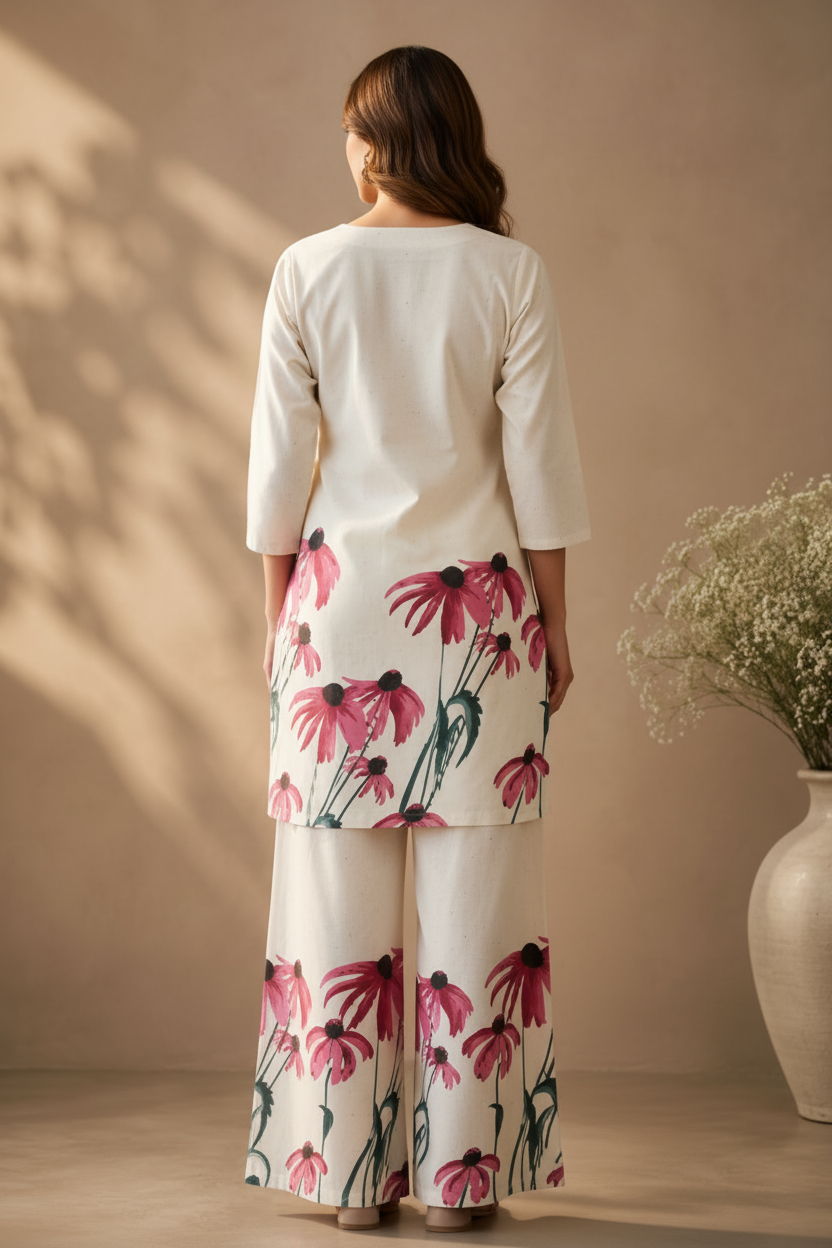 White Floral Printed Co-Ord Set