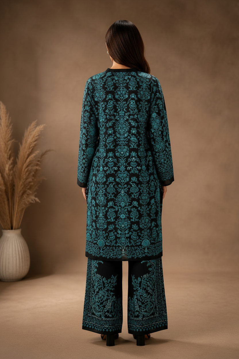Premium Ethnic Teal Printed Co-Ord Set