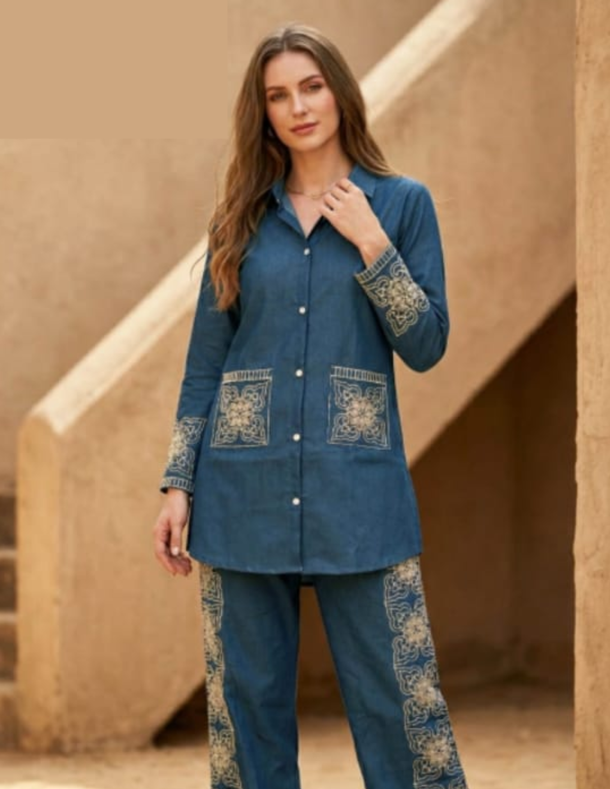 Denim Blue Corset Style Co-Ord Set