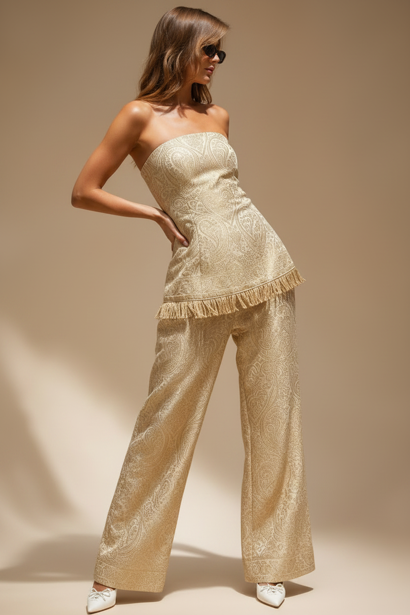 Premium Beige Embroidered Co-Ord Set
