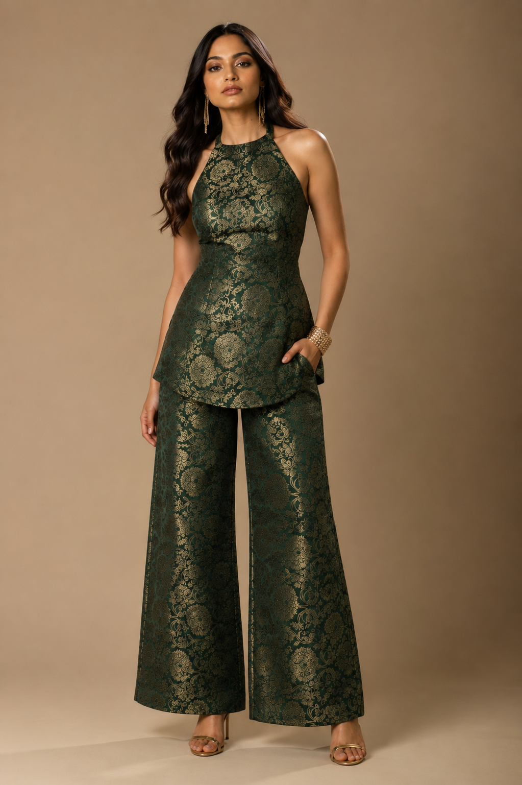 Olive Green Embroidered Co-Ord Set