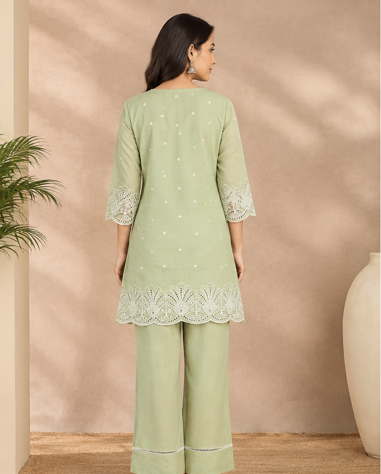 Green Mul Chanderi Women's Cordset